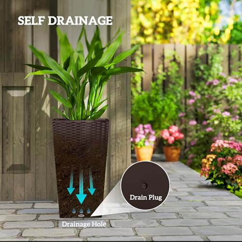 24 in Taper Tall Planters for Outdoor Plants Set of 3 (3 Count)