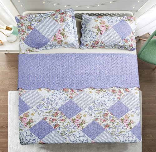 Rose Violet Patchwork Quilt Set