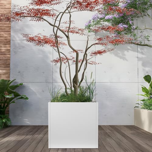 White Steel Planter Box 26 Inch