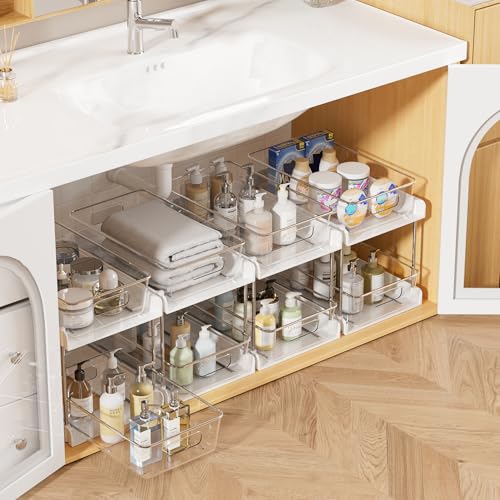 4 Pack Pull Out Bathroom Under Sink Organizer (4 Count)