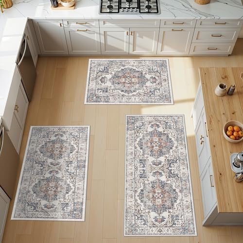 Washable Kitchen Rug Set of 3 (24 Sq Ft)