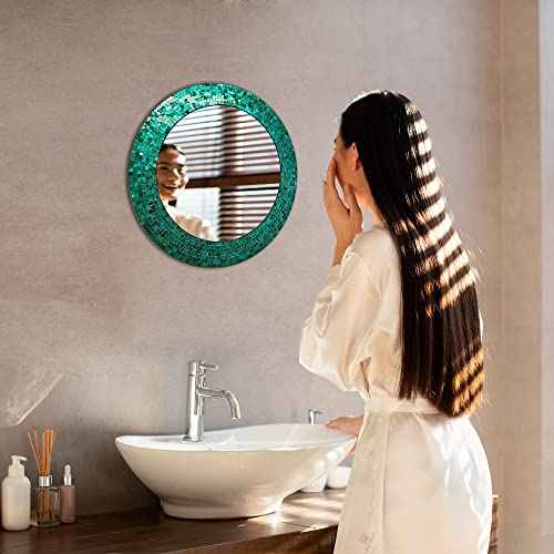 24" Round Rainbow Mosaic Wall Mirror