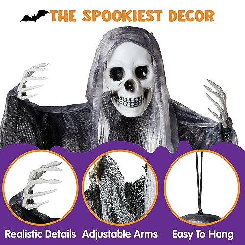 3 Pcs Hanging Halloween Skeleton Ghosts Decorations Outdoor (3 Count)