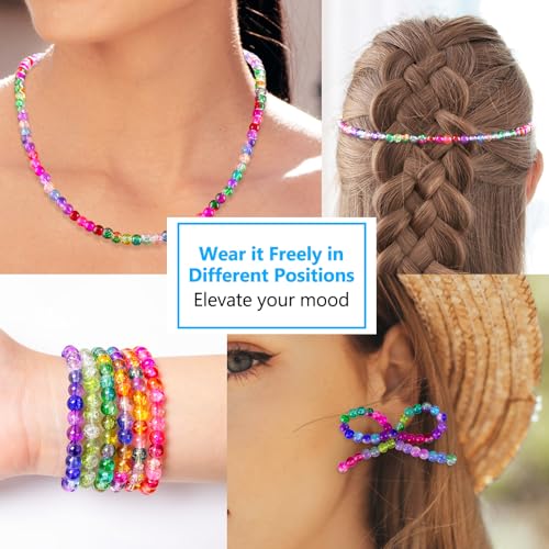 About 7200pcs 144 Colors 6mm Crackle Glass Beads Bracelet Making Kit (7200 Count)