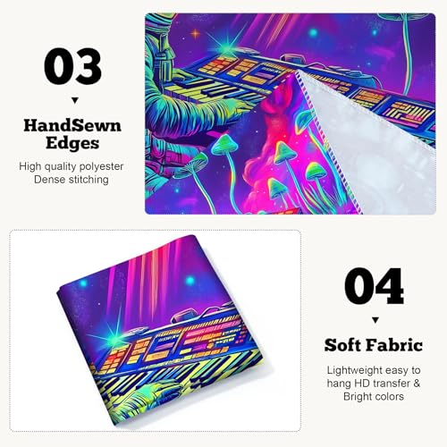 Blacklight Space Astronaut Tapestry UV Reactive Galaxy Planet Glow in Dark Tapestries Black Light Poster Neon Wall Hanging Art for bedroom Living Room