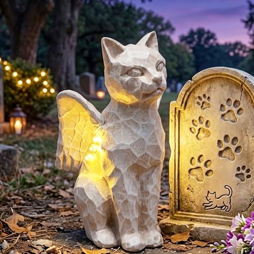 Solar Angel Cat with LED Lights