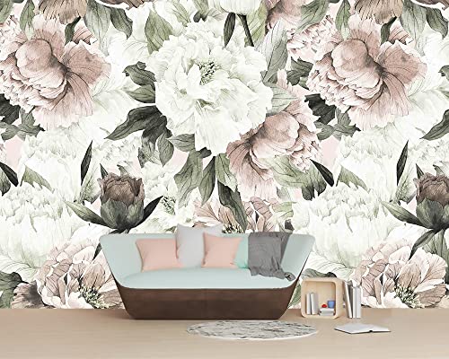 Roses and Banana Leaves Wall Mural (56.25 Sq Ft)