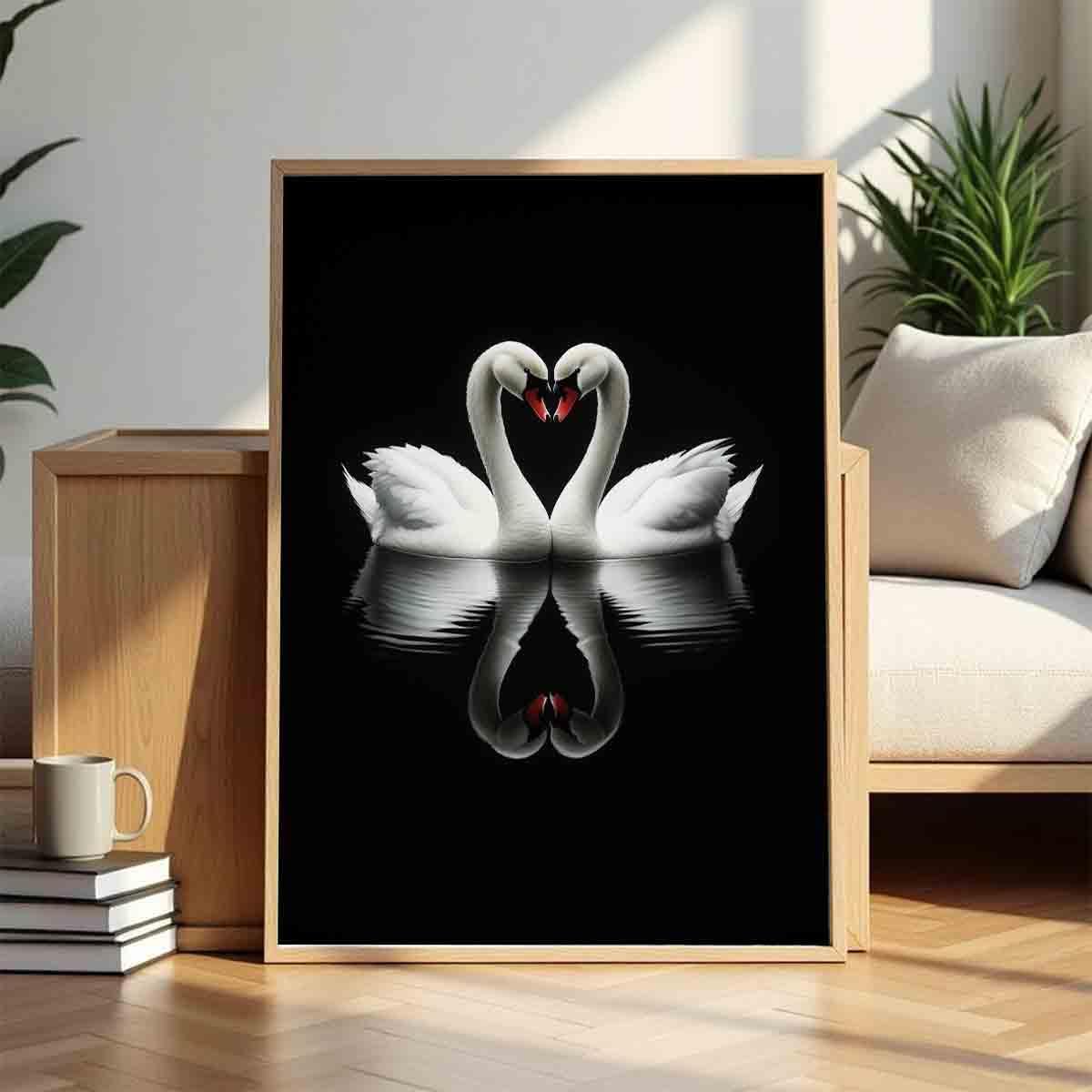 Swan Wall Art Vintage Swan Lake Painting Black And White Animals Wall Art White Bird Pictures Moody Painting Aesthetic Print Romantic Elegant Animal Print Antique Artwork Room Decor 16x24inch No Frame