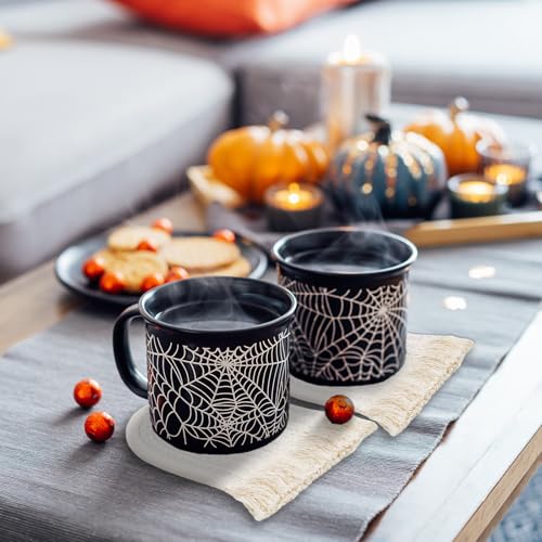 Halloween Ghost Cotton Coasters Cute White Ghost Shape Handmade Braided Drink Coasters with Tassel Absorbent Cup Mats for Trick or Treat Party Home Table Decor (4 Count)