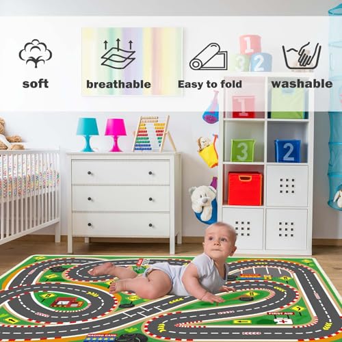 Kids Rug Playmat City Life Playroom Rug Activity Mat for Kids Toy Car Kids Carpet for Playroom Living Room (24 Sq Ft)