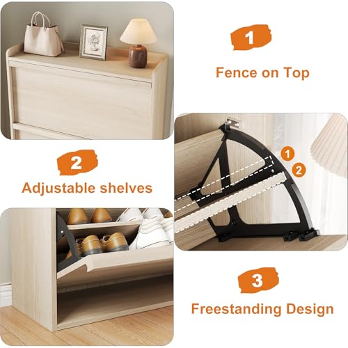Shoe Cabinet with 3 Flip Drawers