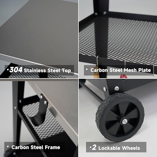 Stainless Steel Outdoor Grill Cart with Wheels