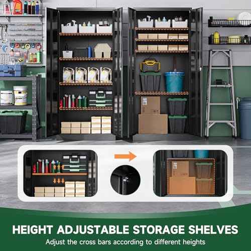 Metal Garage Storage Cabinets with Lock Door and Adjustable Shelves