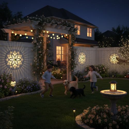 2 Pack Solar Fence Lights Metal Solar Powered Outdoor Wall Deck Step Lights Mandala Theme Waterproof Fence Light for Garden Post Patio Backyard Yard Decor (2 Count)