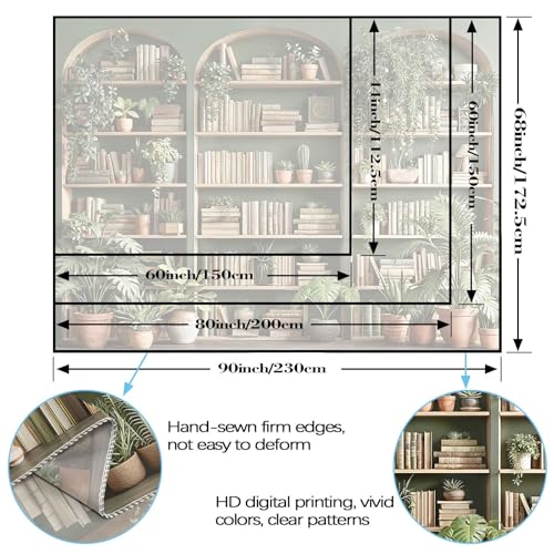 Sage Green Plant Bookshelf Tapestry Botanical Bookshelf Tapestries Wall Hanging Vintage Potted Plants Library Backdrop Large Tapestry for Bedroom Living Room Dorm 80 x 60 inch