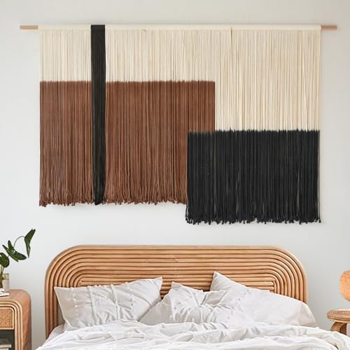 Macrame Wall Hanging Large Dip Dyed Brown Boho Fiber Art Decor 57"W*35"L