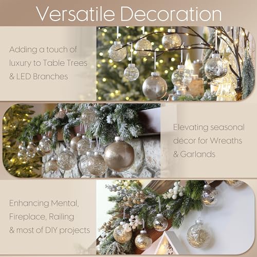 48 Pack Assorted Clear Christmas Ball Ornaments (48 Count)