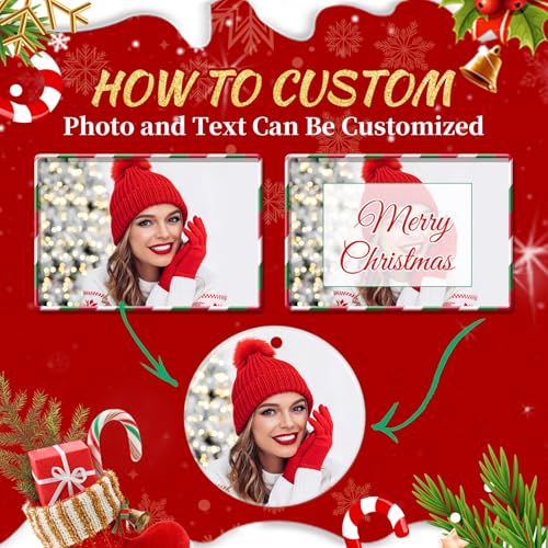 Personalized Christmas Ornaments 2025 Ceramic Custom Photo Picture Text Christmas Ornament Personalized Ornament Christmas Xmas Tree Decorations for Kids Couples Family Friends