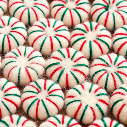36 Pcs Felt Peppermint Christmas Decorations Wool (36 Count)