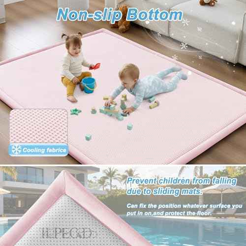 Baby Play Mat for Floor Nursery Rug Muscle Area Playroom Rug Elastic Foam 79x110" Playpenmat Elastic Foam 1.3" Thick Crawling Mat for Babies