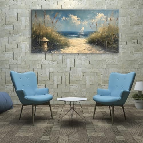 Beautiful White Sandy Beach by Seaside Landscape Wall Art Decor Artwork for Bedroom Living Room
