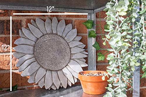 NAT & Jules Sunflower Shaped Dimensional Indoor Outdoor 12 inch Cast Resin Decorative Garden Stepping Stone