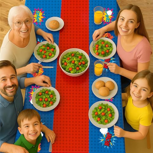 16Pcs 2in1 Superhero Birthday Party Tablecloths Decorations (16 Count)