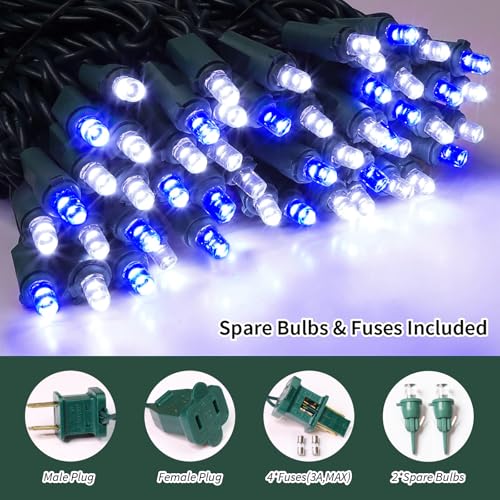 Blue White Christmas Lights Outdoor (100 Count)