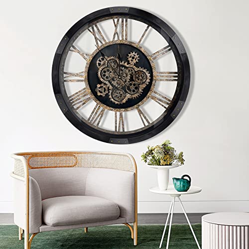 27 inch Large Real Moving Gears Wall Clock with Toughened Glass Cover