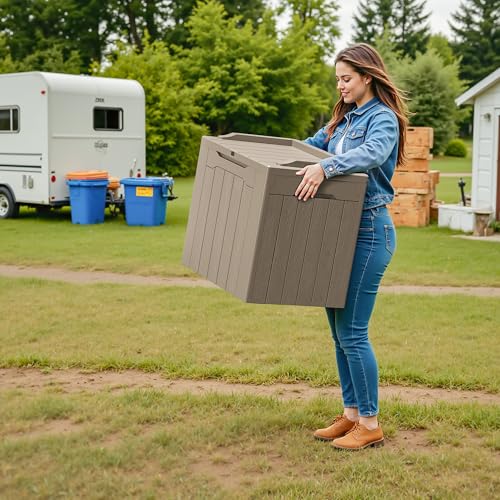 30 Gallon Resin Deck Box 2 Pack Outdoor Indoor Waterproof Storage Box for Patio Furniture Pool Accessories Storage for Cushion Garden Tools