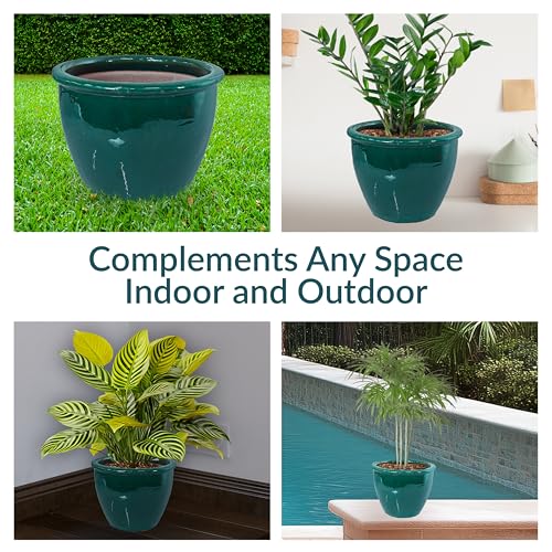 Sunnydaze Chalet 14.5" Ceramic Plant Pot