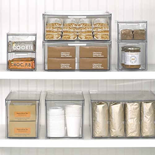 Stackable Storage Containers Box with 2 Pull (4 Count)