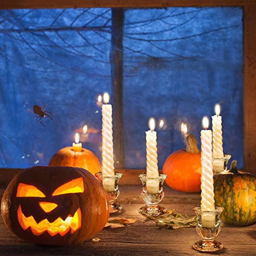 48 Pcs Glass Candlestick Holders Bulk 2.5 Inch Taper Candle Holders Small Ritual Candle Stand Table Centerpieces for Wedding Valentine's Festival Party Dining Decorations