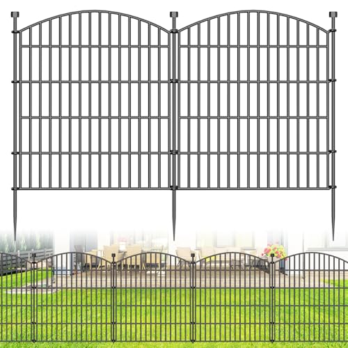 5 Panel No Dig Decorative Garden Fence 32" H x 11.8'L Outdoor Dog Barrier (31.46 Sq Ft)