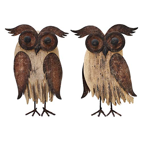 Owl Figurines Decor Animal Statue for Home Wooden Stand Owl Sculptures