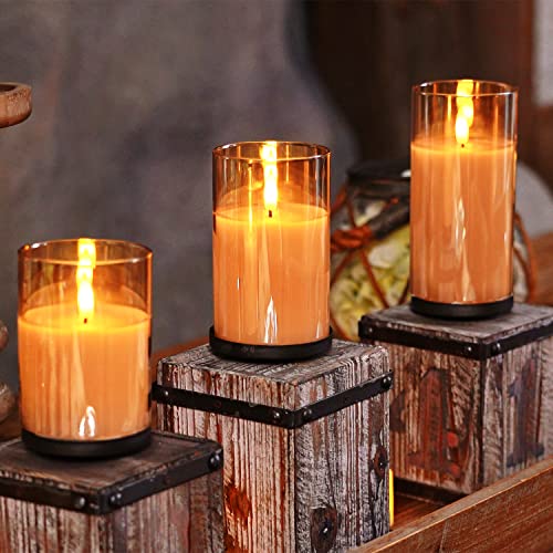 Amber Glass Flameless Candles