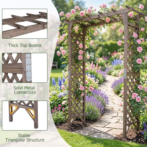 85" Wooden Garden Arch Trellis