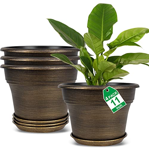 Plant Planters Pots Set of 4 Pack 11 Inch (4 Count)