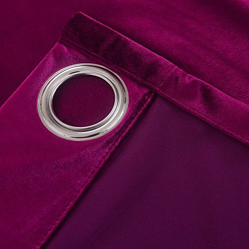 Super Soft Luxury Velvet Fushcia Room Darkening Blackout Curtain Panel Drapes Drapery 52 inch Wide by 108 inch Length with Grommet Fushcia