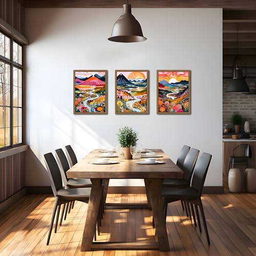 Wood Frame Boho Colorful Wall Art (3 Count)