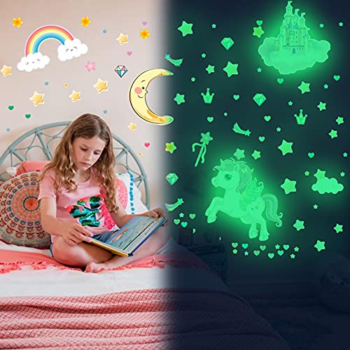 Glow in The Dark Stars and Unicorn Wall Decals