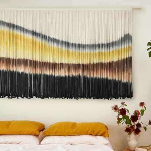 Large Macrame Wall Hanging Yellow Tie