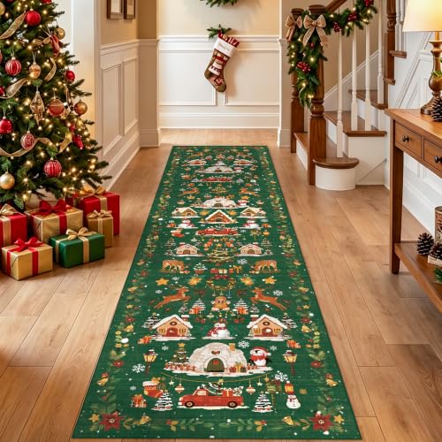 Vintage Christmas Runner Rug 2x8