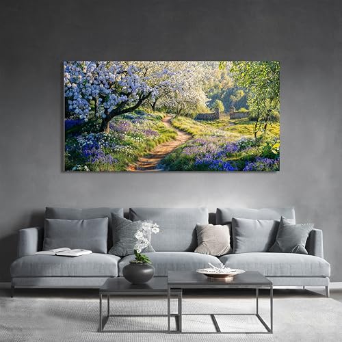 Large Modern Green Wall Art for Living Room Flower Tree Wall Art 29"X58"