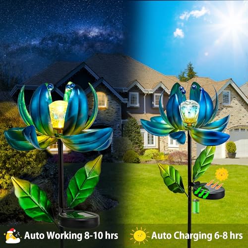 Solar Garden Lights Metal Flower Decor