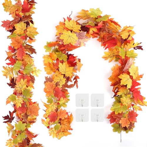 2 Pack Fall Leaves Garland for Mantle (2 Count)