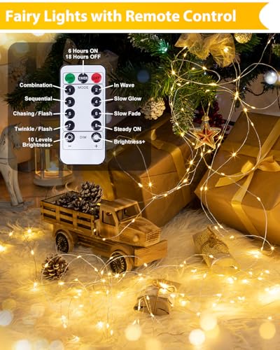 2 Pack 200 LED Fairy Lights Battery Operated with Remote