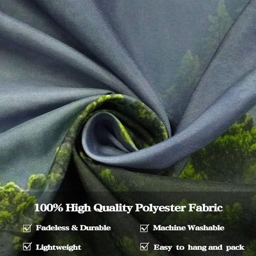 Nature Forest Mountain Tapestry Green Misty Pine Tree Tapestry for Bedroom Aesthetic Foggy Woodlands Sky Landscape Tapestries Wall Hanging for Living Room Dorm 48 x 36 Inch