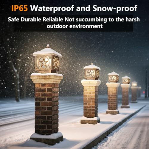 Solar Post Lights for Outdoor LED Remote Deck Fence Cap Lamp Post Lanterns