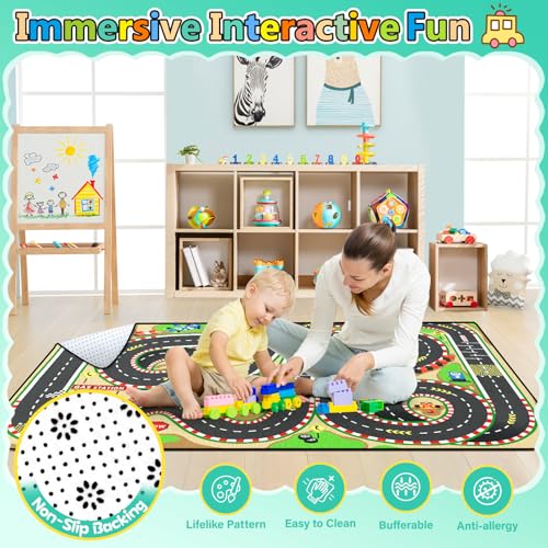 Kids Race Track Play Mat Rug (35 Sq Ft)